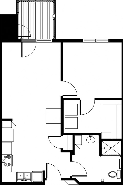 One Bedroom - 718 SF